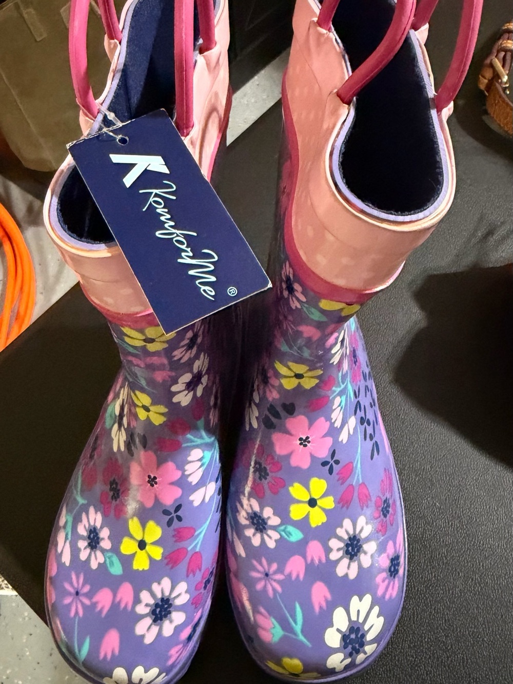 Kids Floral Rain Boots in Purple & Pink